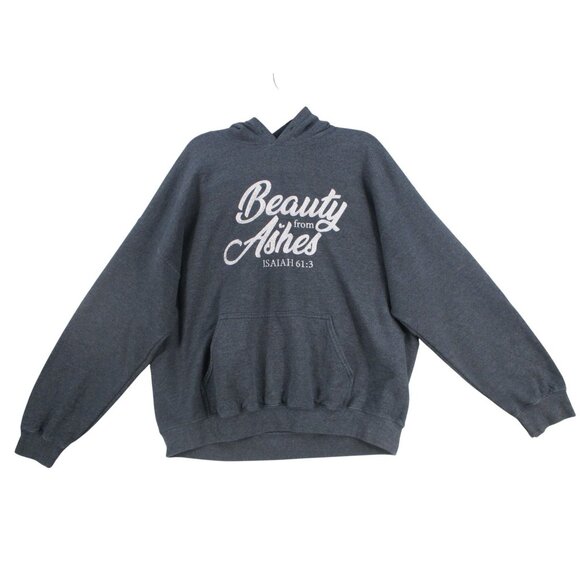 Beauty From Ashes Isaiah 61:3 Gray Christian Hoodie Sweatshirt Unisex Size L - Picture 1 of 6
